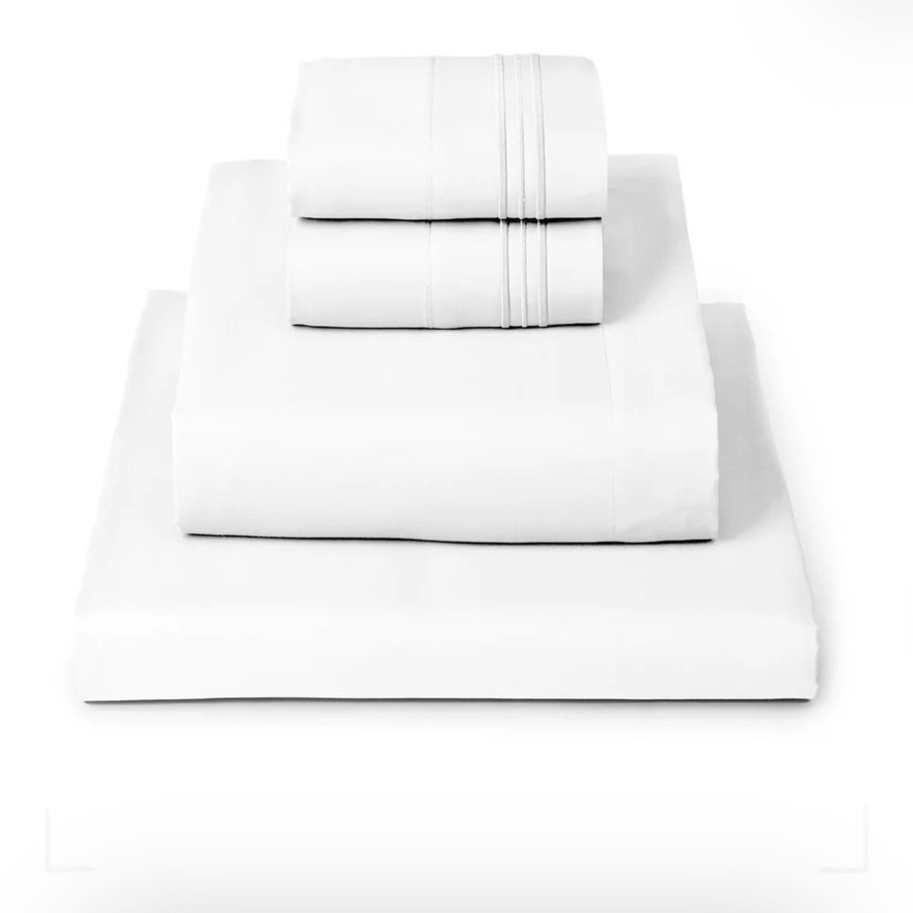 Mellanni Luxury Linens 1800 Brushed Microfiber 4 pc. Sheet Set Queen White NEW
